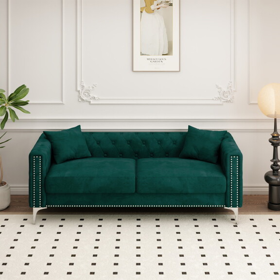 2155 sofa includes 2 pillows 78 green velvet sofa...