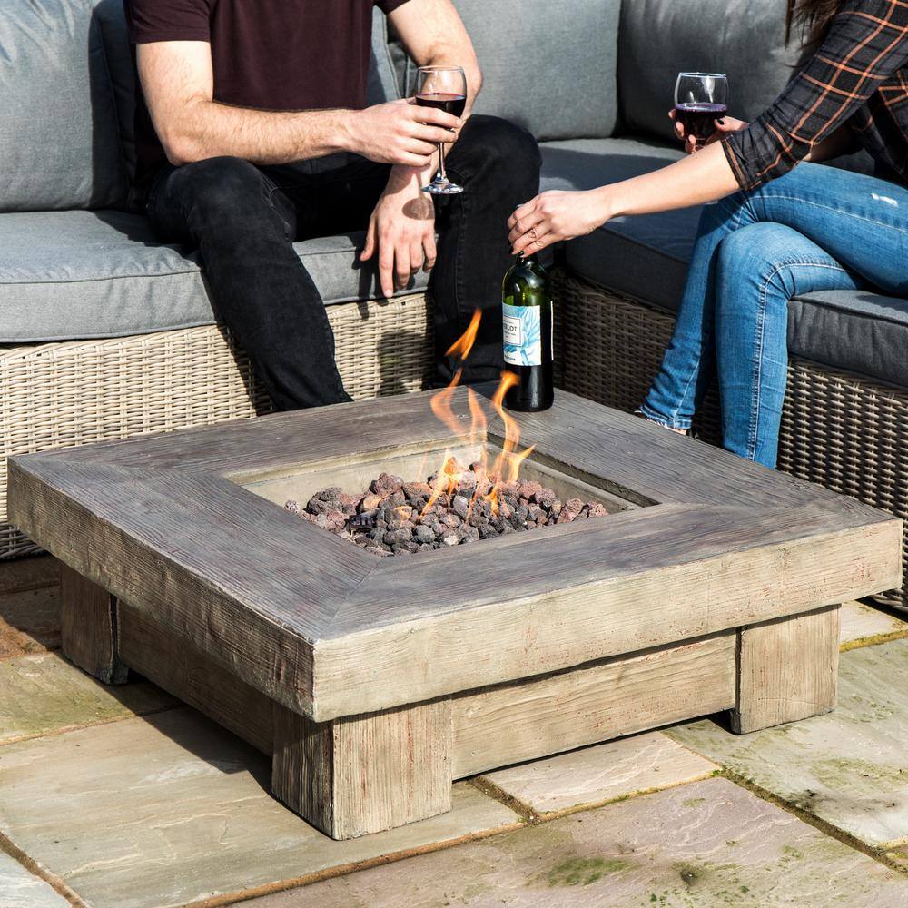 Teamson Home 35 in. Outdoor Square Light Weight Ceramic Propane Gas Fire Pit HF11501AA