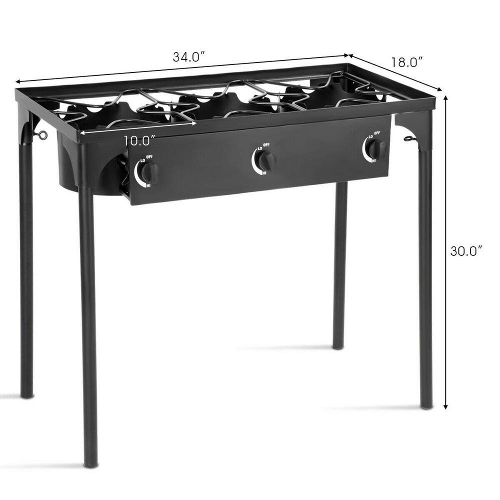 Costway Portable Propane 225000-BTU 3 Burner Gas Cooker Outdoor Camp Stove BBQ Roaster OP70485