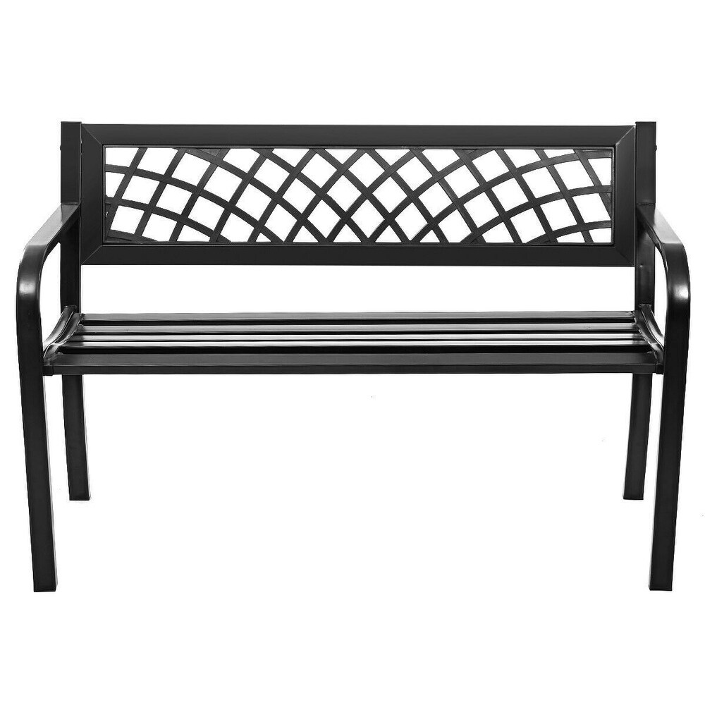 Costway Patio Park Garden Bench Porch Path Chair Outdoor Deck Steel