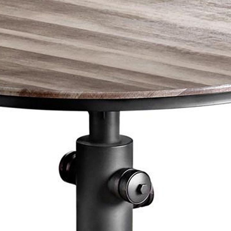 Metal Counter Height Dining Table with Fire Hydrant Inspired Base， Gray