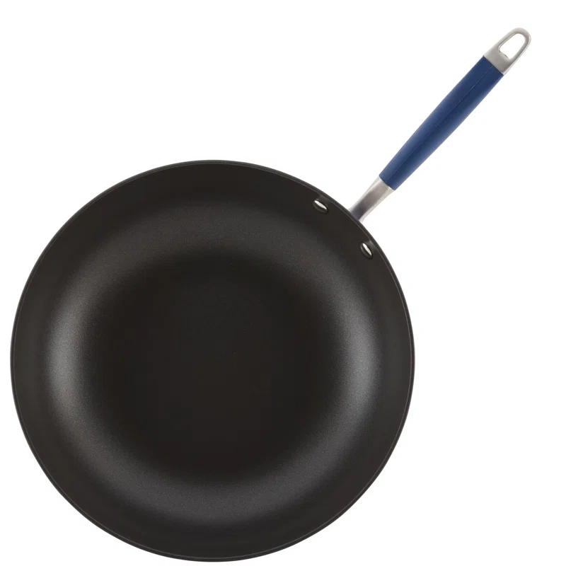 Anolon 84612 12 Covered Ultimate Hard Anodized Aluminum Stirfry Pan， 12 Inch， Indigo