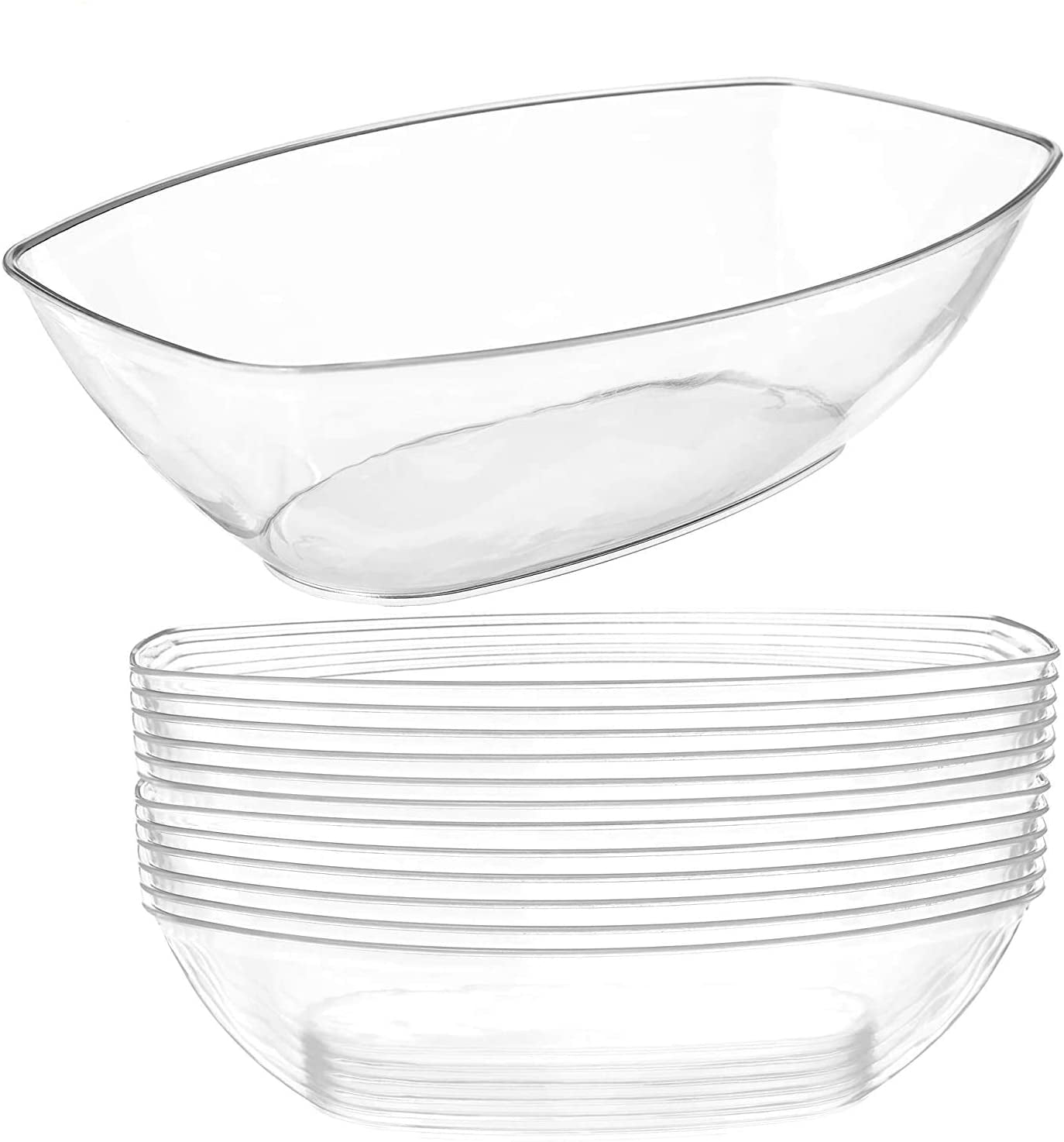 Nicole Fantini's Clear 80 Oz Oval Shaped Disposable Plastic Serving Luau Bowls to serve Salad， Snack and Food in Elegant Parties ， Hotel and Resturant. 4Ct