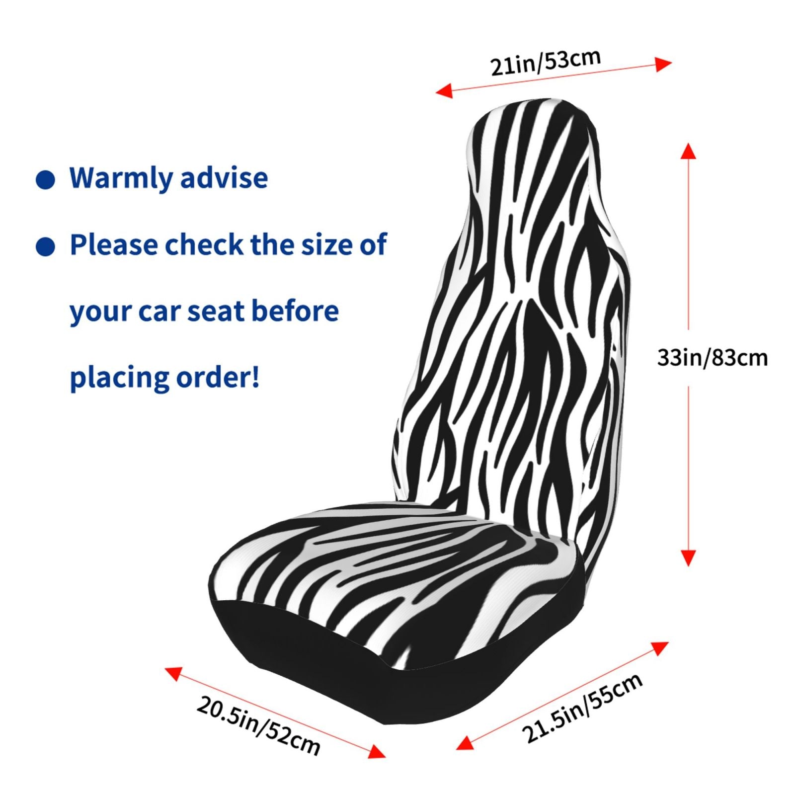 TEQUAN Front Seat Covers， Abstract Animal Zebra Stripes Pattern 2 Piece Car Seat Cover Fit Most Car SUV Truck Van