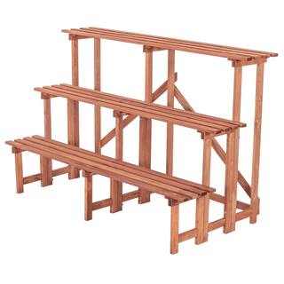 Leisure Season Large 3-Tier 48 in. W x 24 in. D x 32 in. H Brown Step Wooden Plant Stand PS5718