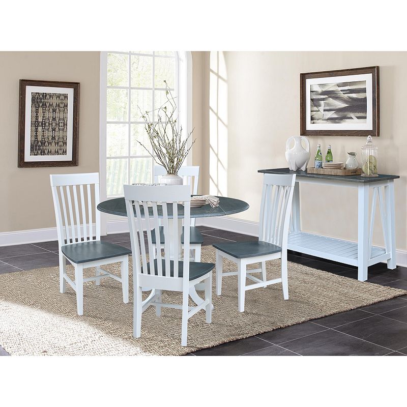 International Concepts Drop Leaf Dining Table and Slat Back Chair 5-piece Set