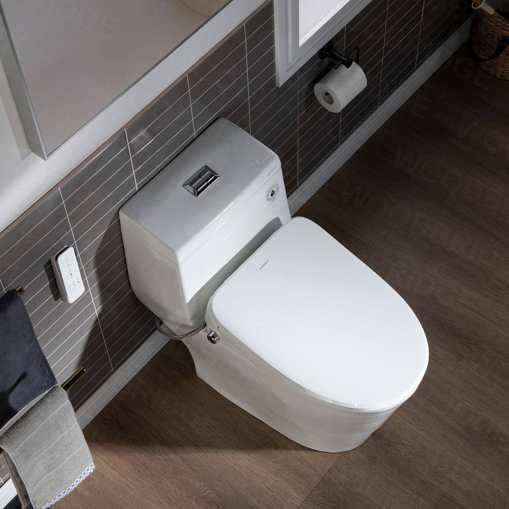 WOODBRIDGE Marsala I 1-Piece 1.1GPF1.6 GPF Dual Flush Elongated Toilet with Advance Smart Bidet Toilet in White HT0041