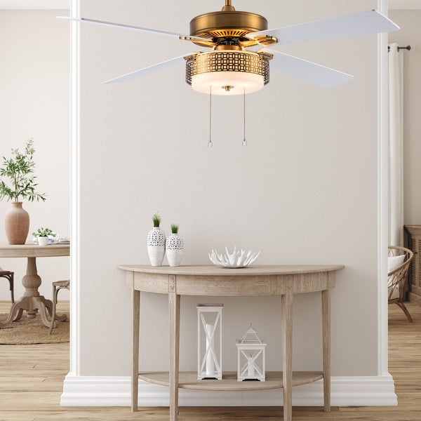 Dinah River of Goods Brass and Glass 52-Inch Ceiling Fan with Light - 52