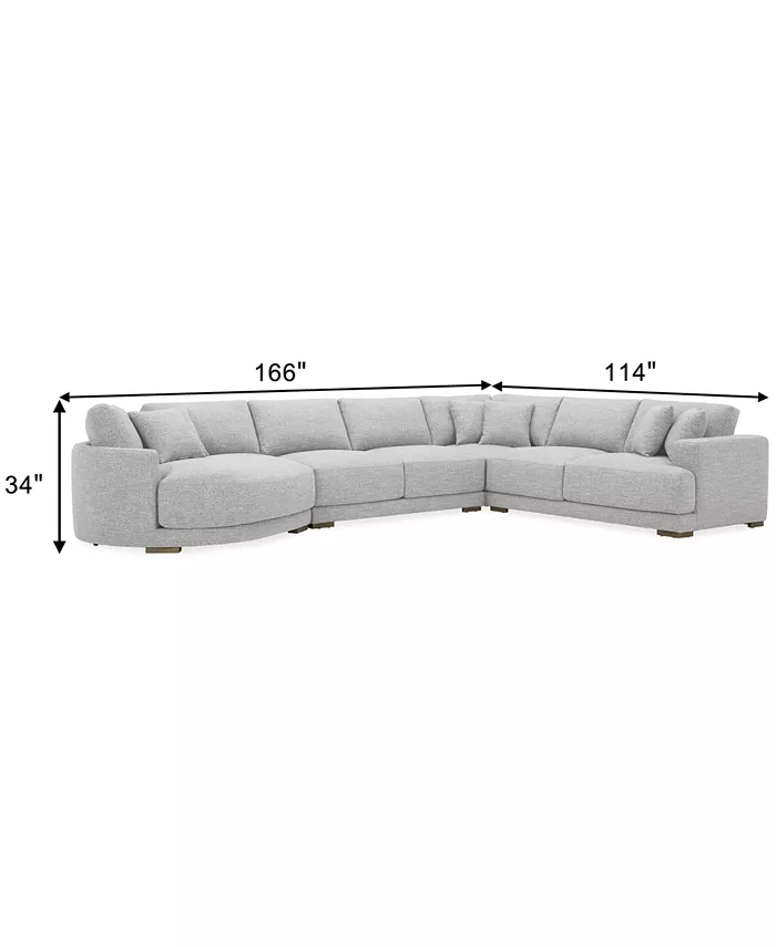 Furniture Vasher 166 4-Pc. Fabric Sectional Sofa with Cuddler