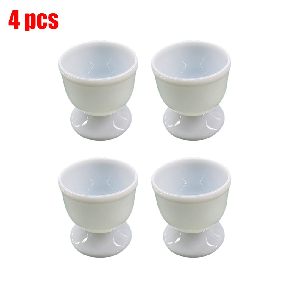 Sufanic 4Pcs Porcelain Soft Hard Boiled Egg Cup Holder Stand Set for Kitchen Breakfast，White