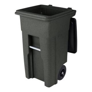 Toter 32 Gal. Greenstone Trash Can with Quiet Wheels and Attached Lid ANA32-55410