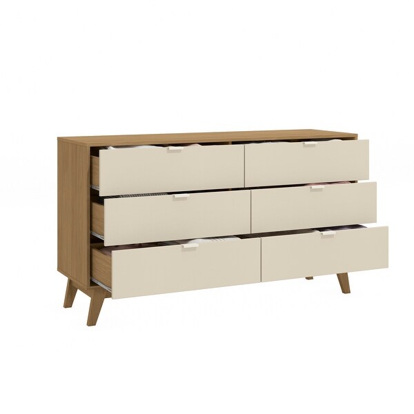 Hartford 6 Drawer Dresser - Light Brown/Crème