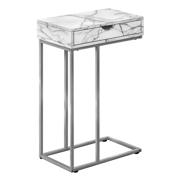 Accent Table， C-shaped， End， Side， Snack， Storage Drawer， Living Room， Bedroom， Metal， Laminate， Contemporary