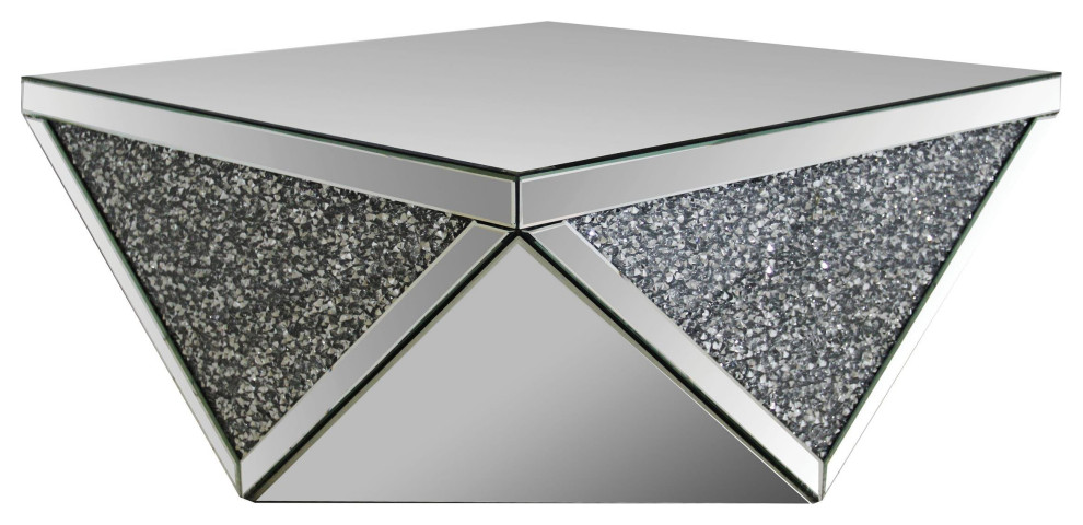 Coffee Table With Square Mirrored Top  Clear   Contemporary   Coffee Tables   by Benzara  Woodland Imprts  The Urban Port  Houzz
