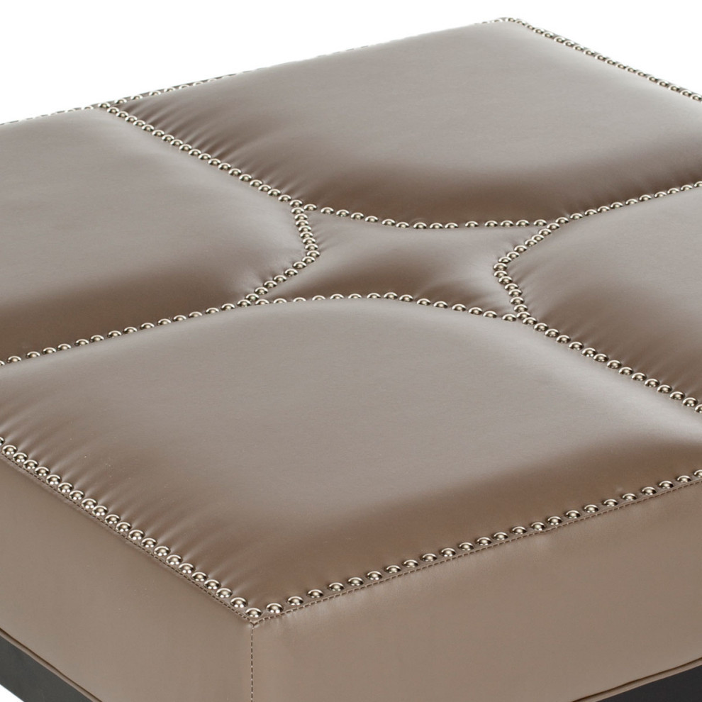 Viola Cocktail Ottoman Silver Nail Heads Clay   Transitional   Footstools And Ottomans   by AED Luxury Home Decor  Houzz