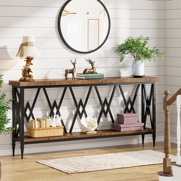 70.9 Inche Long Console Sofa Table Living Room，Entryway Hallway Accent Tables with Stylish Metal Frame