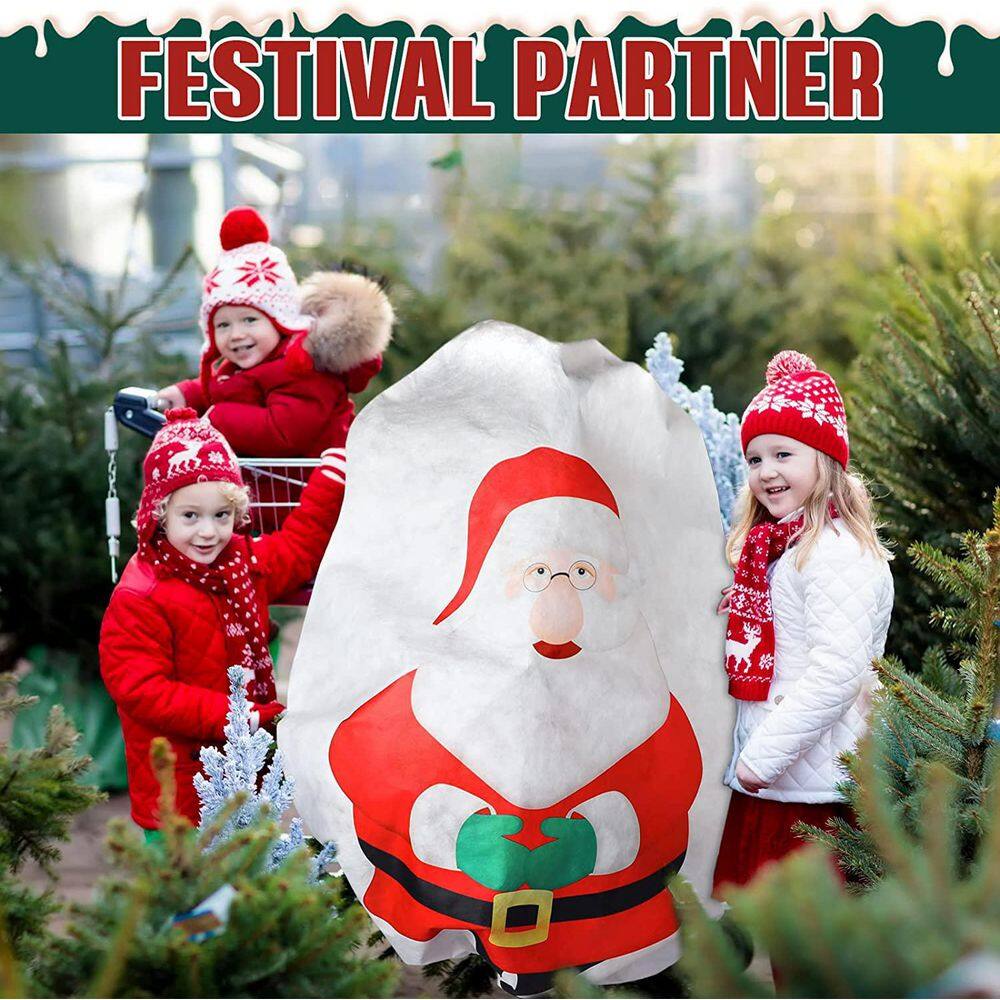 Christmas Winter Plant Thickening Freeze Cover Non Woven With Drawstring For Tree Plants， 22.64 x 43.31