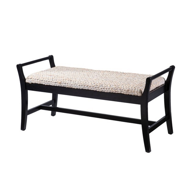 Water Hyacinth Bench Whitewashed black Aiden Lane