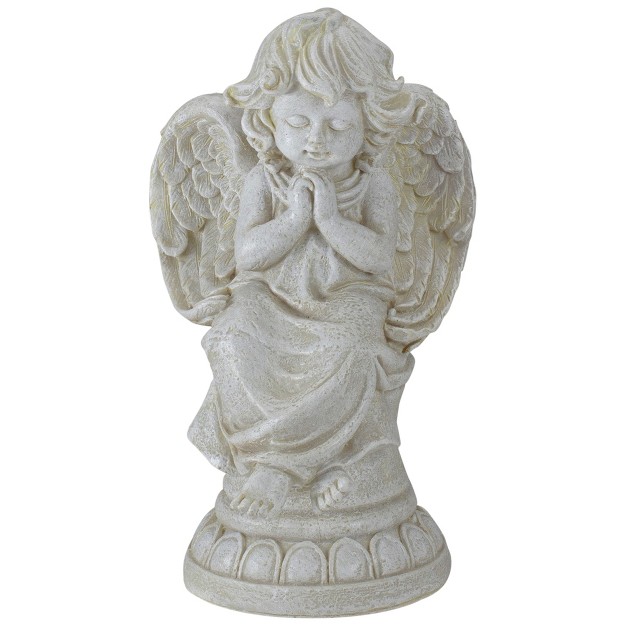 Ivory Praying Angel On Pedestal Outdoor Garden Statue