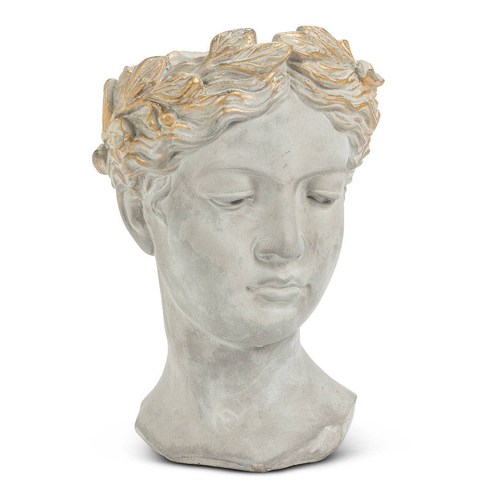 Large Woman Head Planter with gold