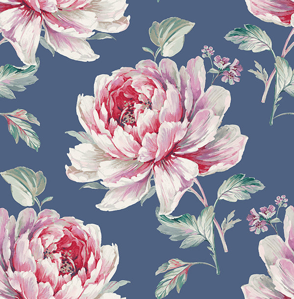 Jarrow Floral Wallpaper in Purples and Blues by Carl Robinson