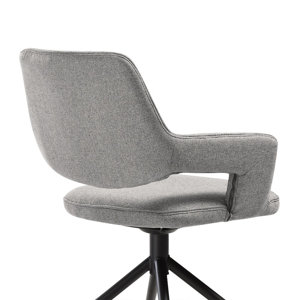 Penny Brown or Grey Fabric Swivel Dining Chairs with Black Metal Legs   Set of 2