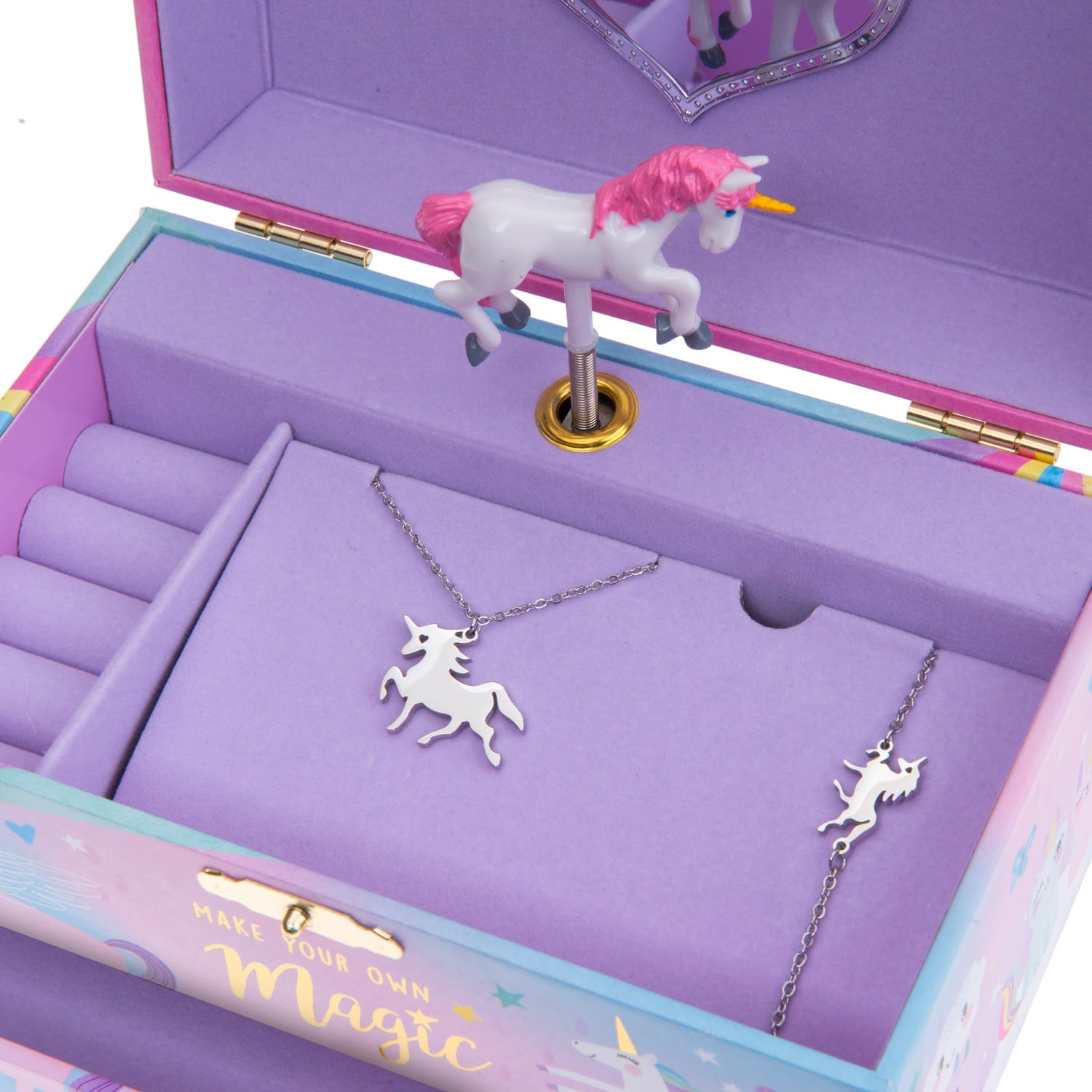 Jewelkeeper Unicorn Music Box & Little Girls Jewelry Set - 3 Unicorn Gifts for Girls