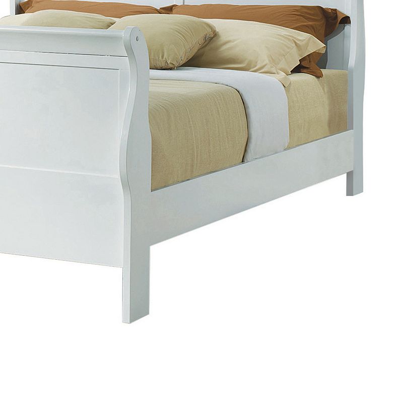 Traditional Style Full Size Wooden Bed with Bevelled Edges， White