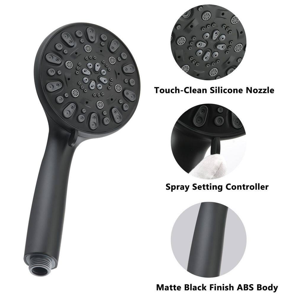 Single Handle 6-Spray Round Shower Faucet in Matte Black Koo-LQW1-6392