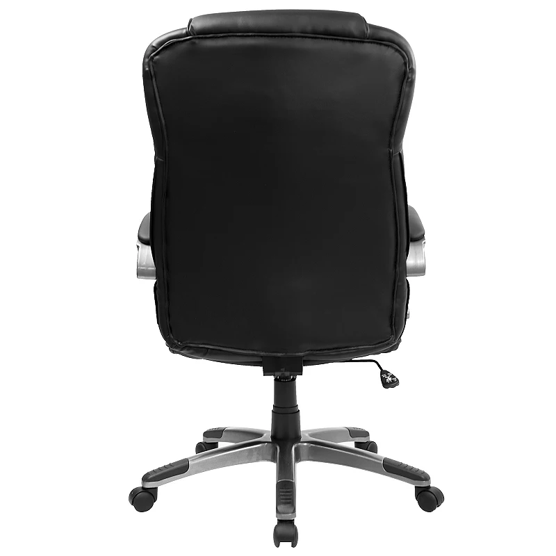 Emma and Oliver High Back Black LeatherSoft Swivel Office Chair Titanium Nylon Base/Loop Arms