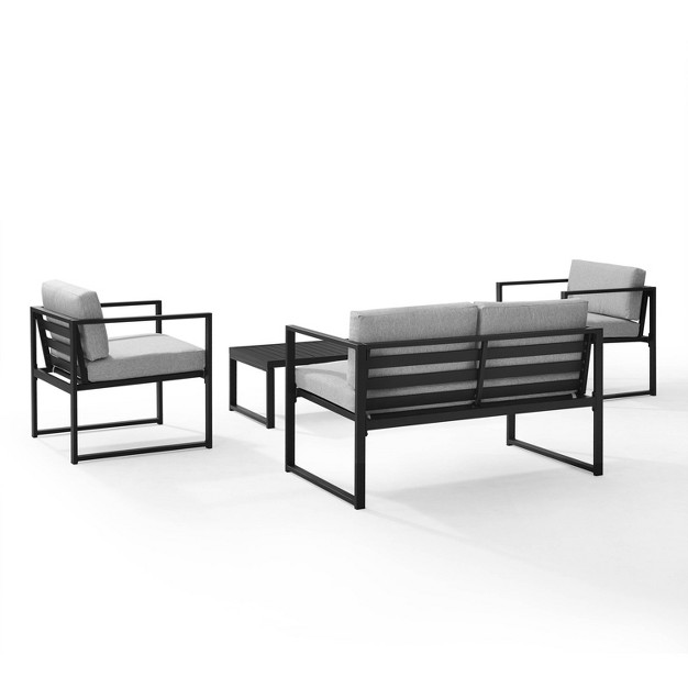 Hamilton Outdoor Metal 4 Piece Conversation Set Matte Black Crosley