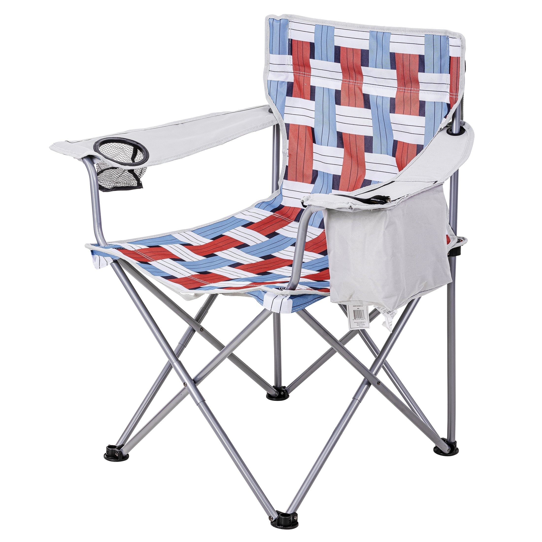 Ozark Trail Oversized Camp Chair, Adult, Retro Weave, Red, White, and Blue