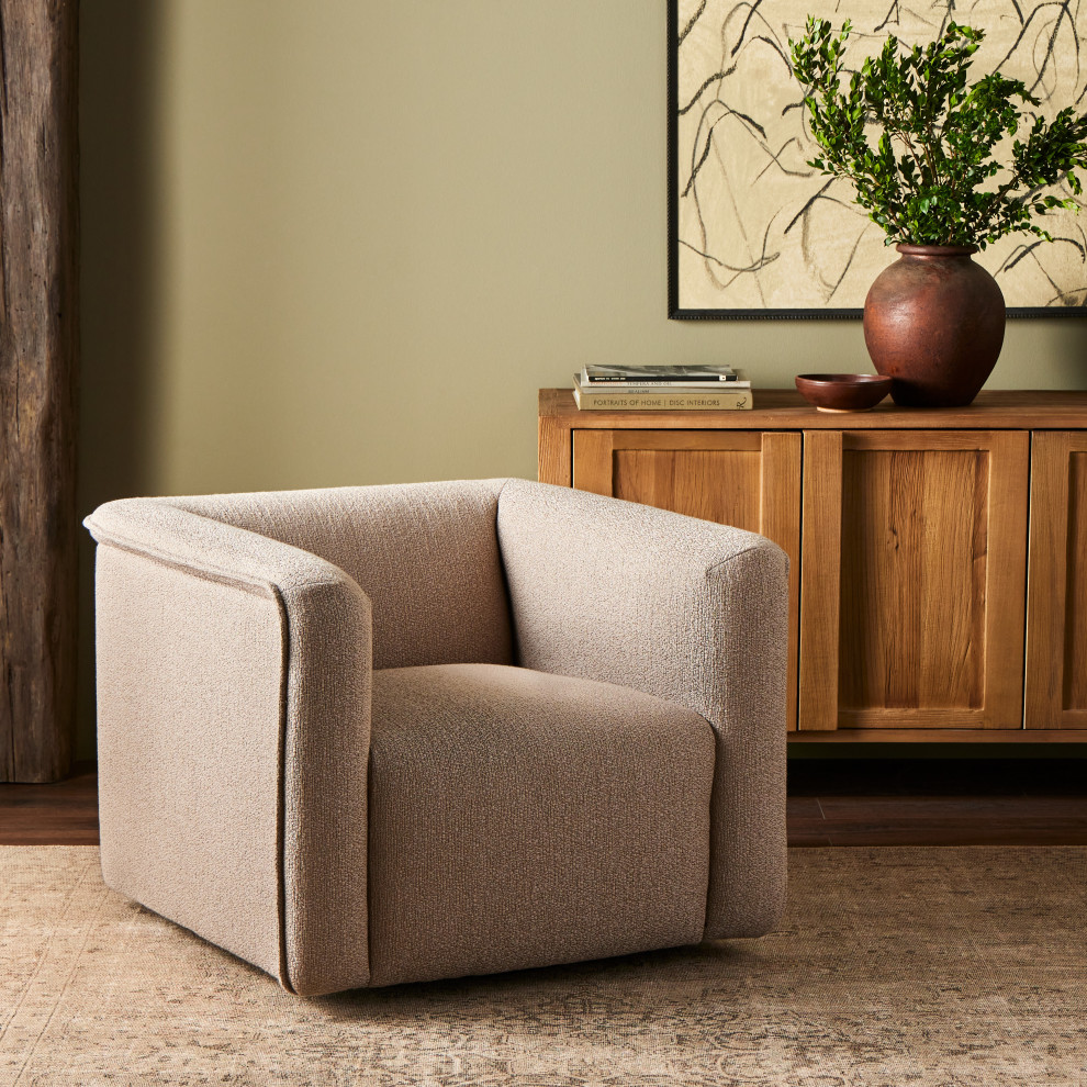 Wellborn Swivel Chair Kerbey Camel   Transitional   Armchairs And Accent Chairs   by Zin Home  Houzz