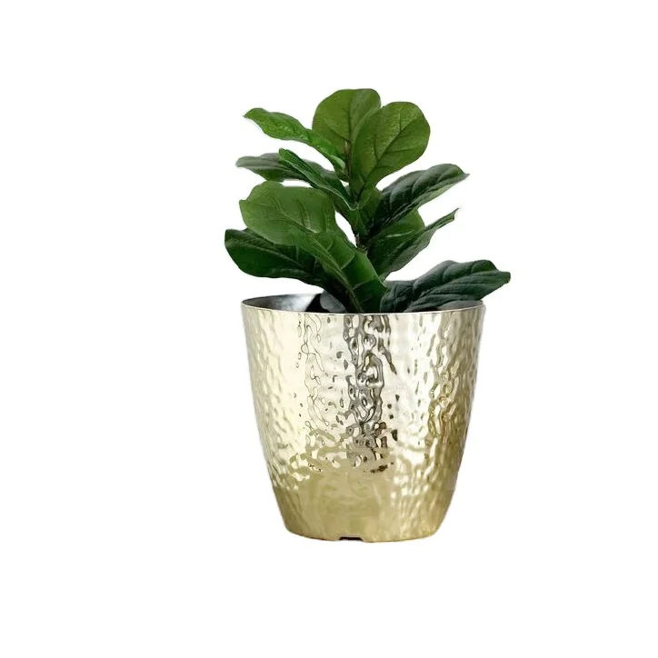 Honey Comb Design Gold Plated Metal Flower Vase Planter Medium Size Floor Planter At Wholesale Price Garden and Home Use