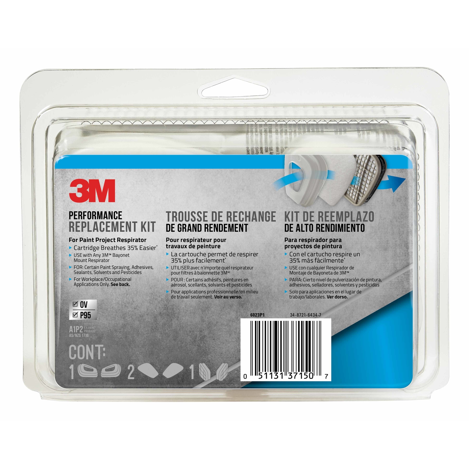 3M P95 Paint Project Respirator Supply Kit 6000 \u0026 7000 Gray 8 pc