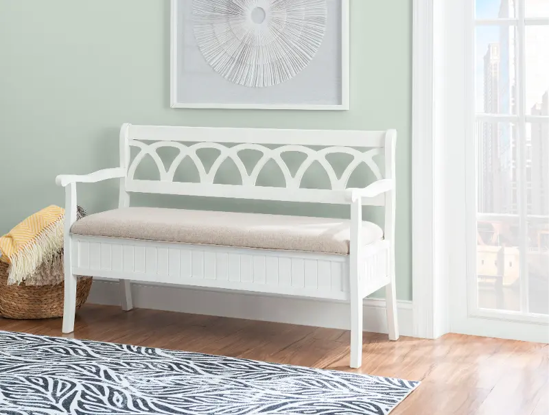 Winslett White Storage Bench