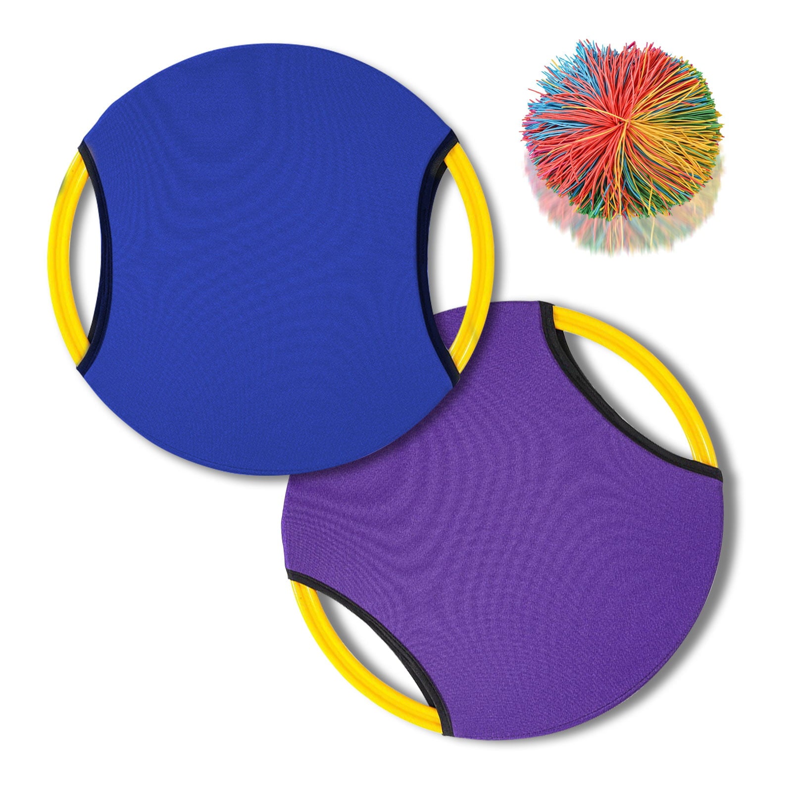 Bouncy Paddle and Stringy Ball Toss and Catch Game for Kids All Ages Safe Play Indoors or Outdoors，Blue and Purple