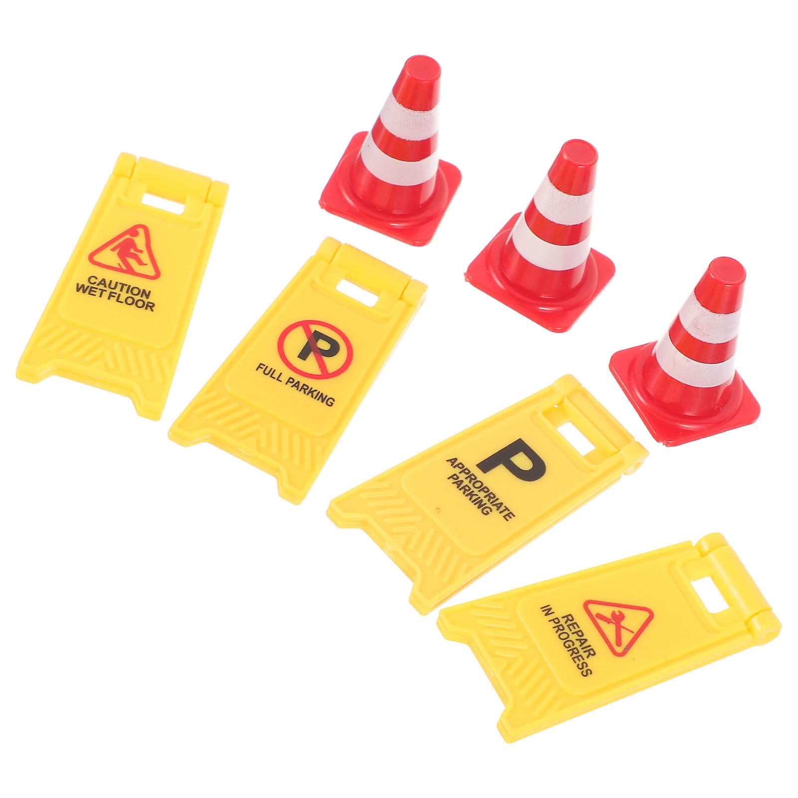 1 Set Traffic Road Sign Toys Miniature Traffic Barricades Signs Traffic Cones Kids Toys