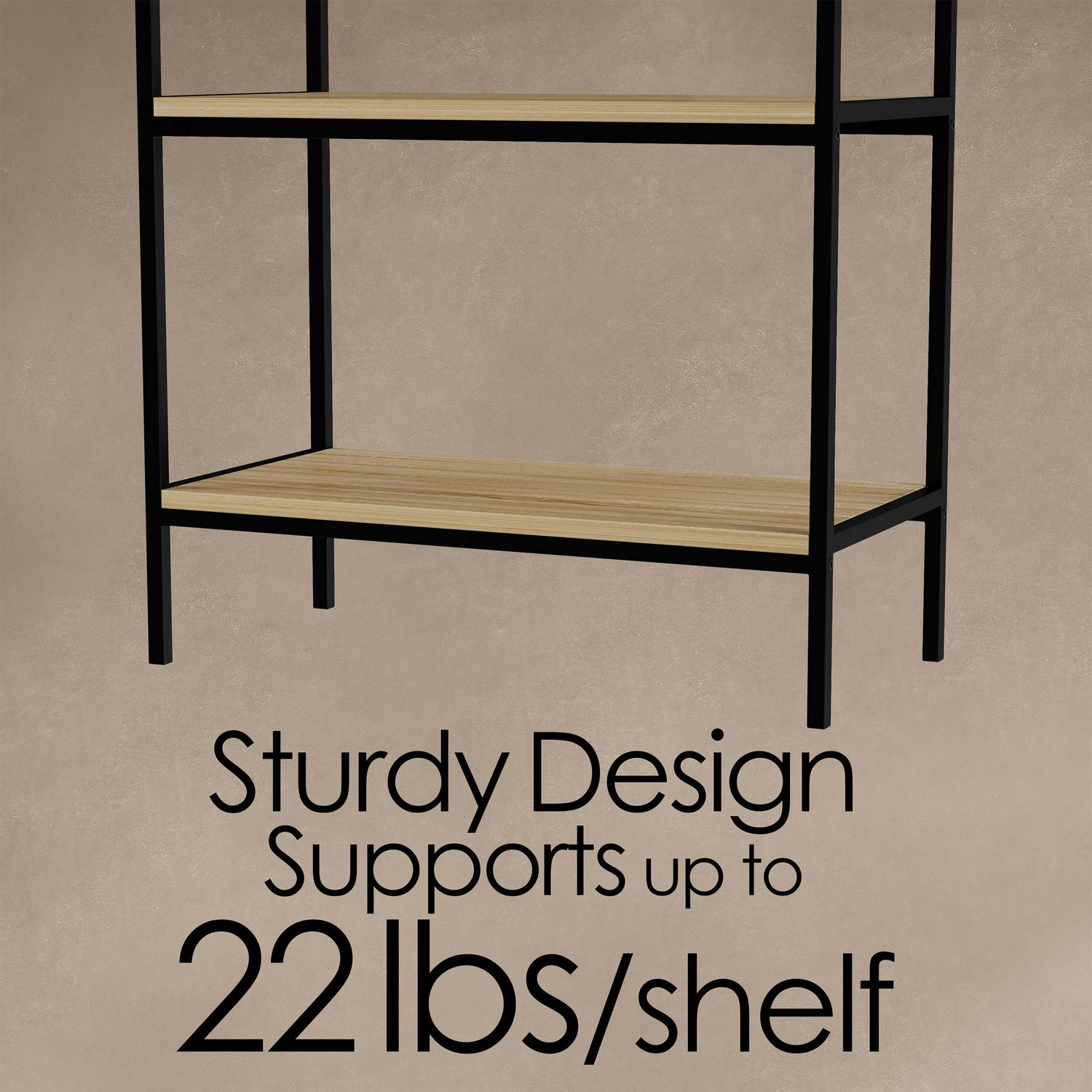 Lavish Home 5 Tier Industrial Bookcase Gray  Crowdfused