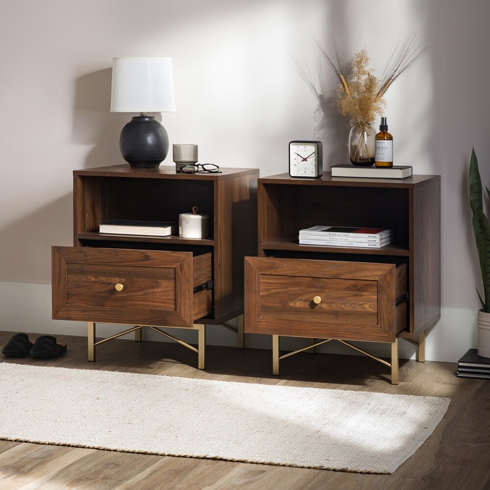 Middlebrook 1 Drawer Gold Base Nightstands  Set of 2