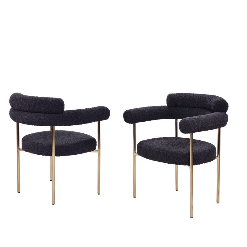 Best Master Furniture Janeva Boucle Upholstered Dining Chair with Brushed Gold Trim (Set of 2)