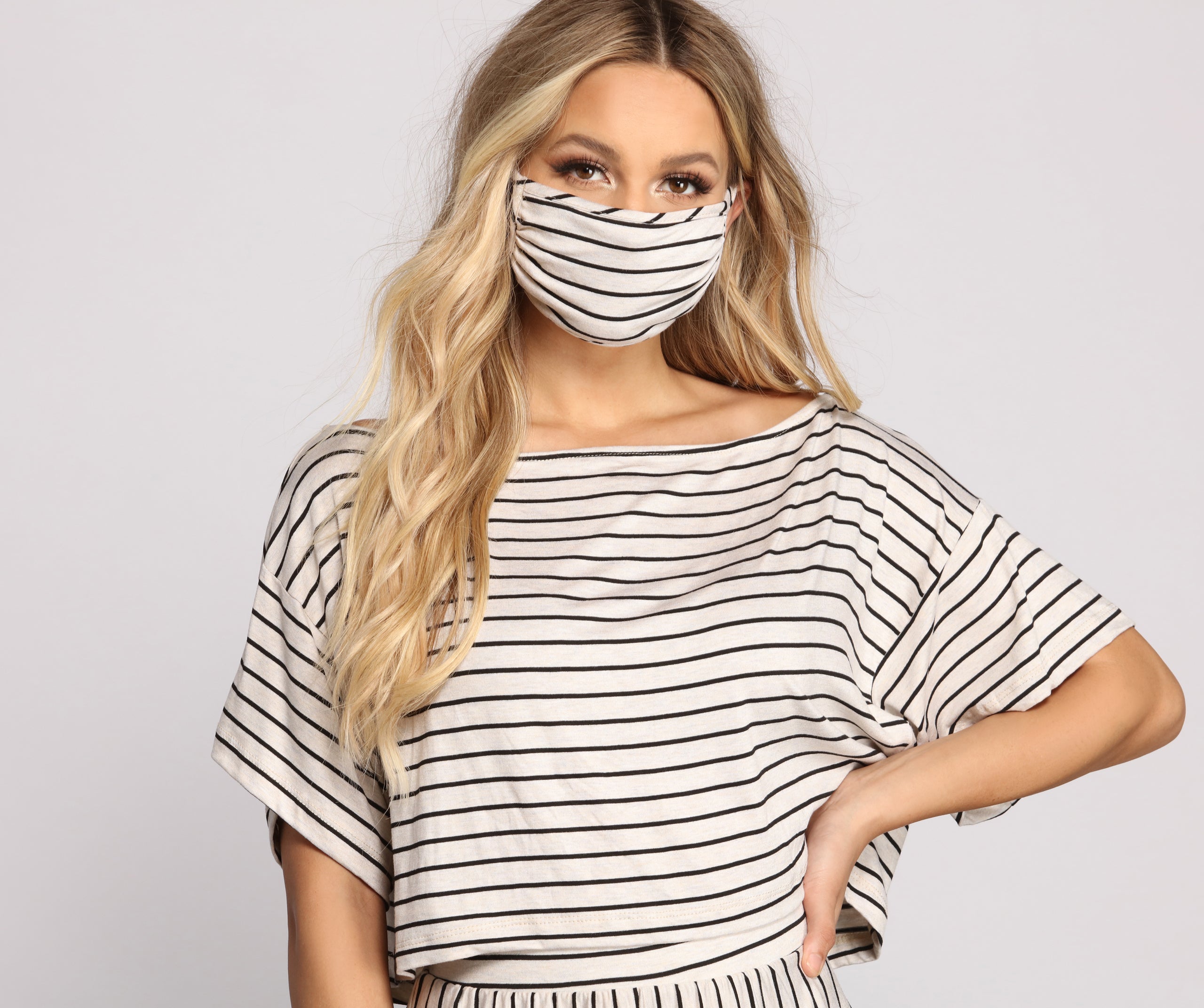 Reusable Striped Face Mask with Earloops