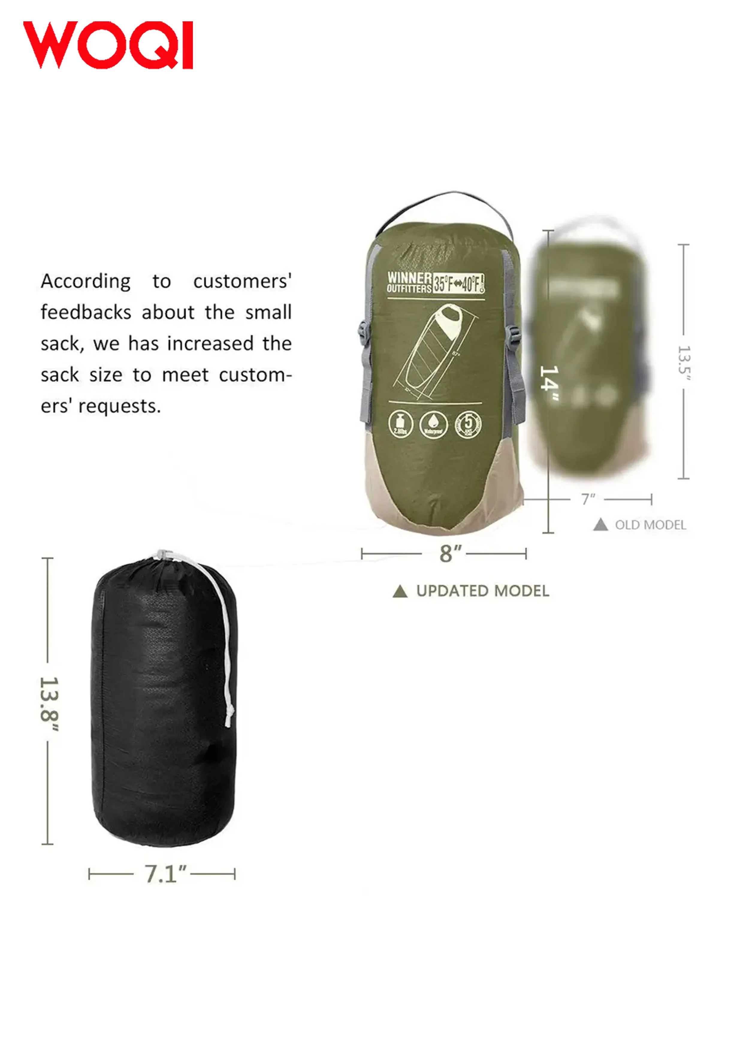 WOQI  thick mummy sleeping bag  for travel and camping