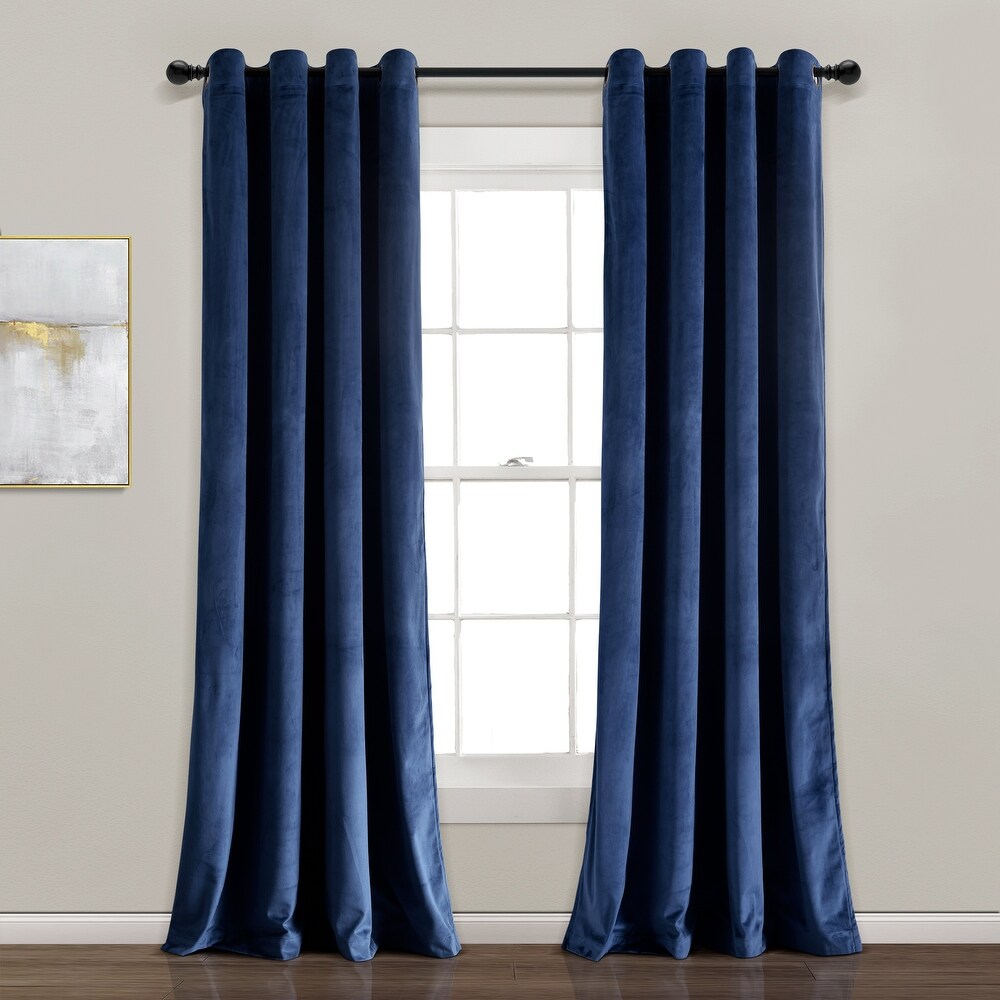 Lush Decor Prima Velvet Solid 100 Percent Lined Blackout Grommet Window Curtain Panel Single