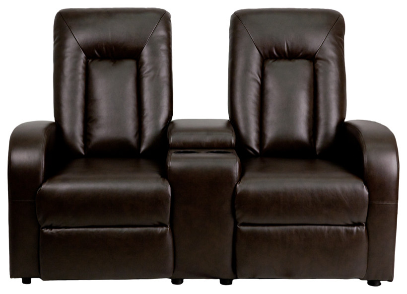 2  Seat Reclining Brown LeatherSoft Theater Seating Unit  Cup Holders   Contemporary   Theater Seating   by First of a Kind USA Inc  Houzz