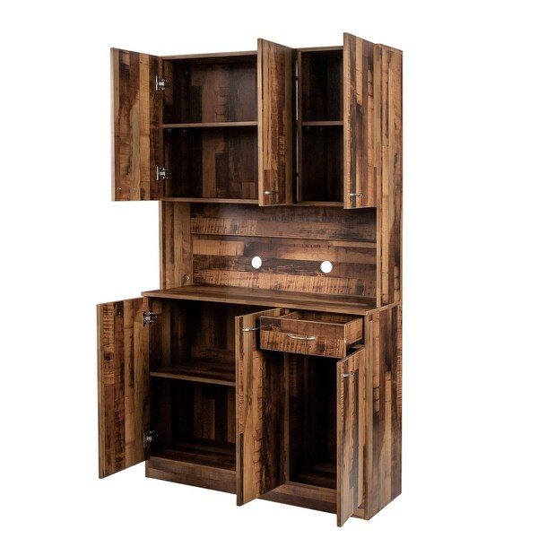 Tall Wardrobe and Kitchen Cabinet with 1-Open Shelves and 1-Drawer - - 36561314