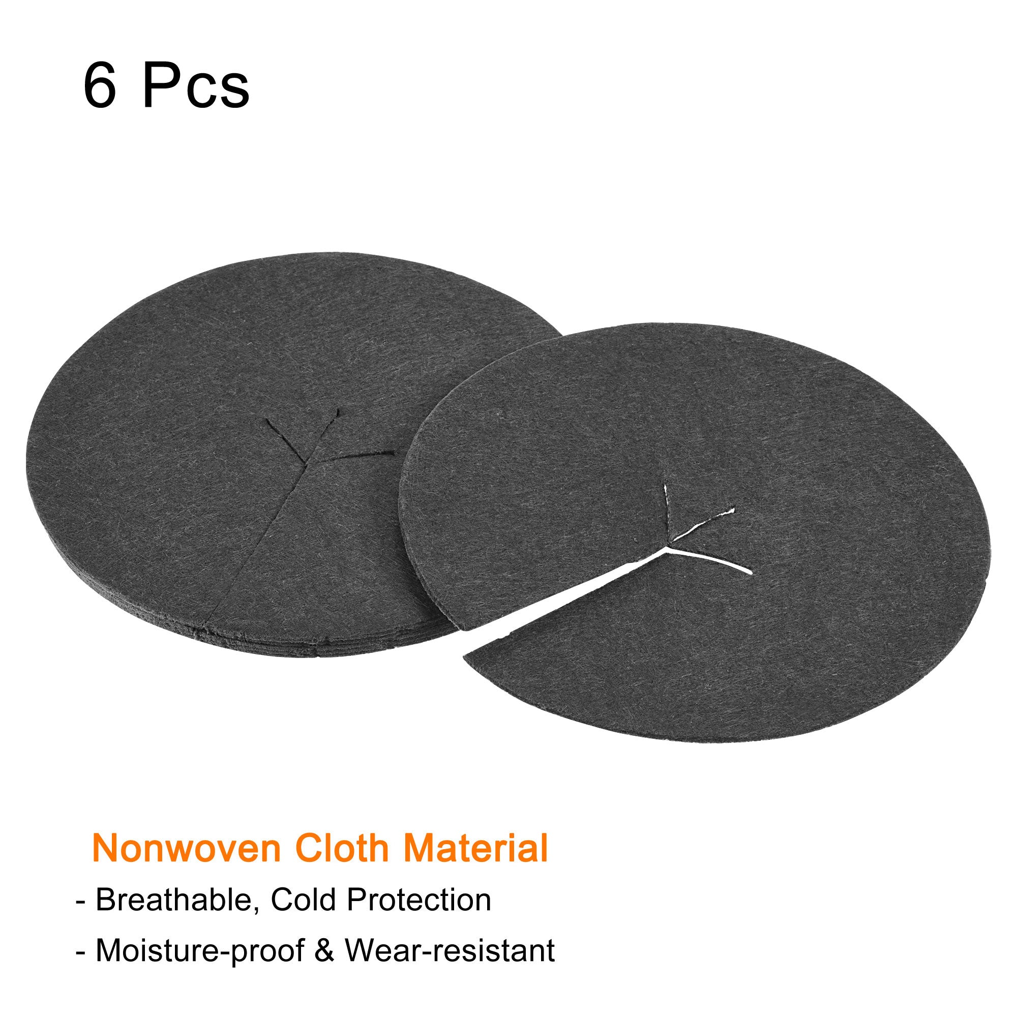 Uxcell 5.4" Round Nonwoven Tree Mulch Ring Mat Cover Plant Barrier, Black 6 Pack