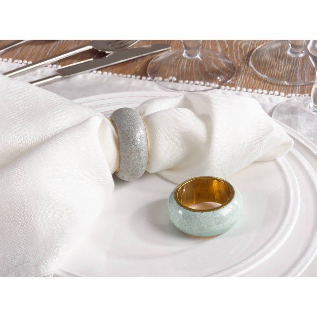 Dome Design Napkins Rings Sea Green set Of 4