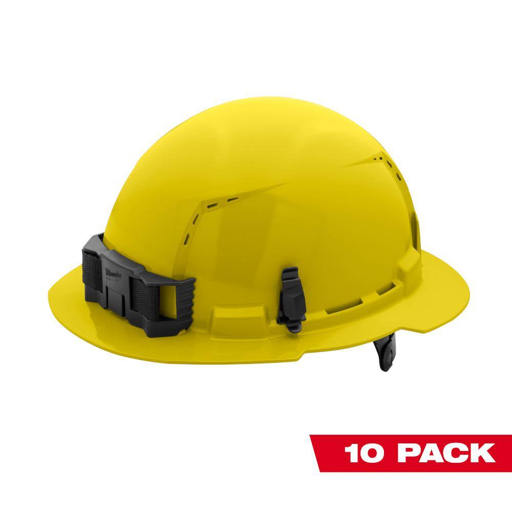 MW BOLT Yellow Type 1 Class C Full Brim Vented Hard Hat with 6-Point Ratcheting Suspension (10-Pack) 48-73-1223X10