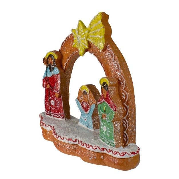 Glitter Dusted Gingerbread Holy Family Christmas Nativity Decoration